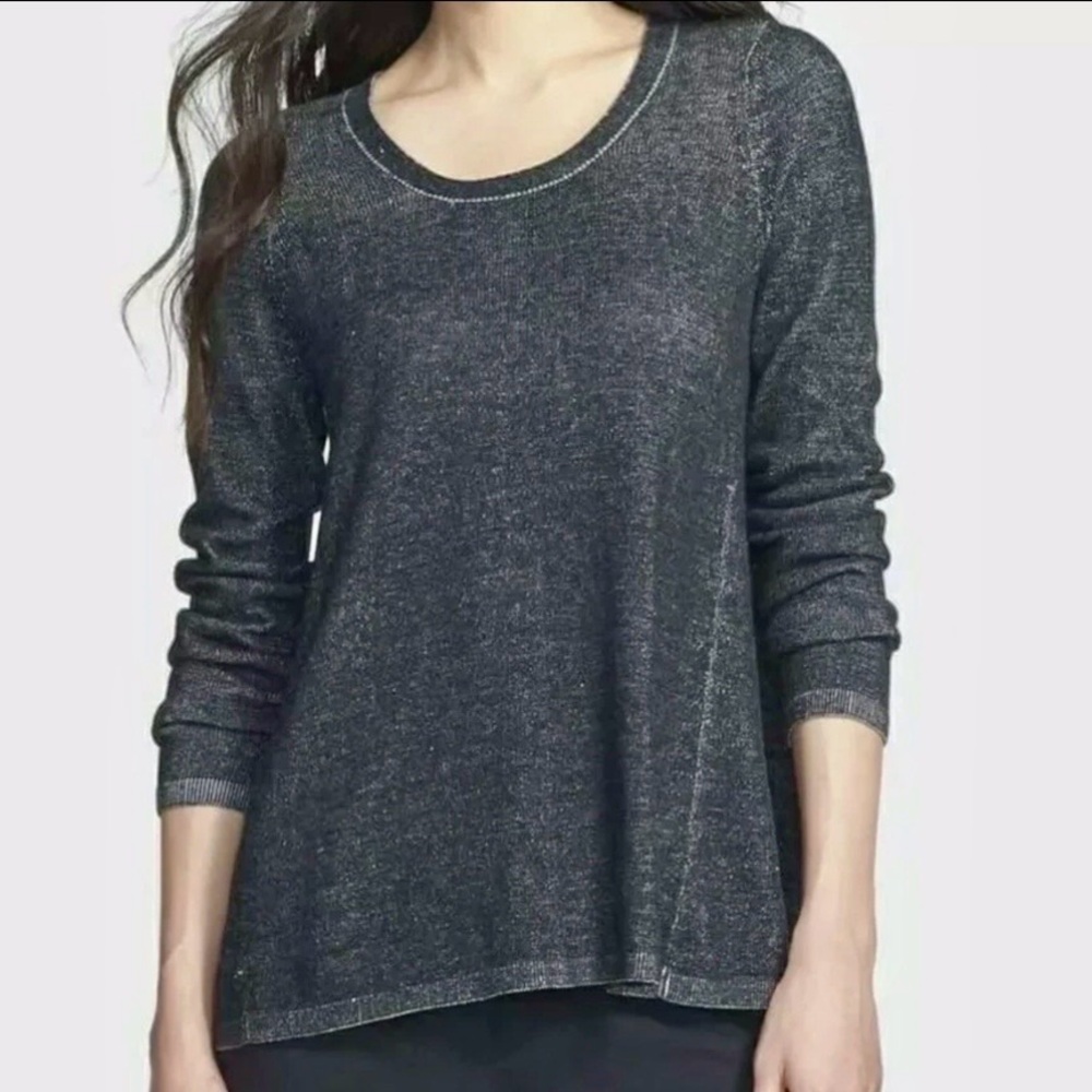 Eileen Fisher Organic Cotton & Tencel® Slub Knit High Low Swing Sweater Sz S S2